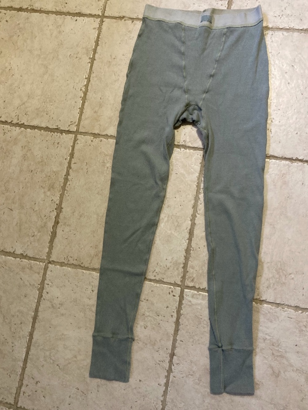 Skims Stretch Cotton Ribbed Leggings Green Size Medium